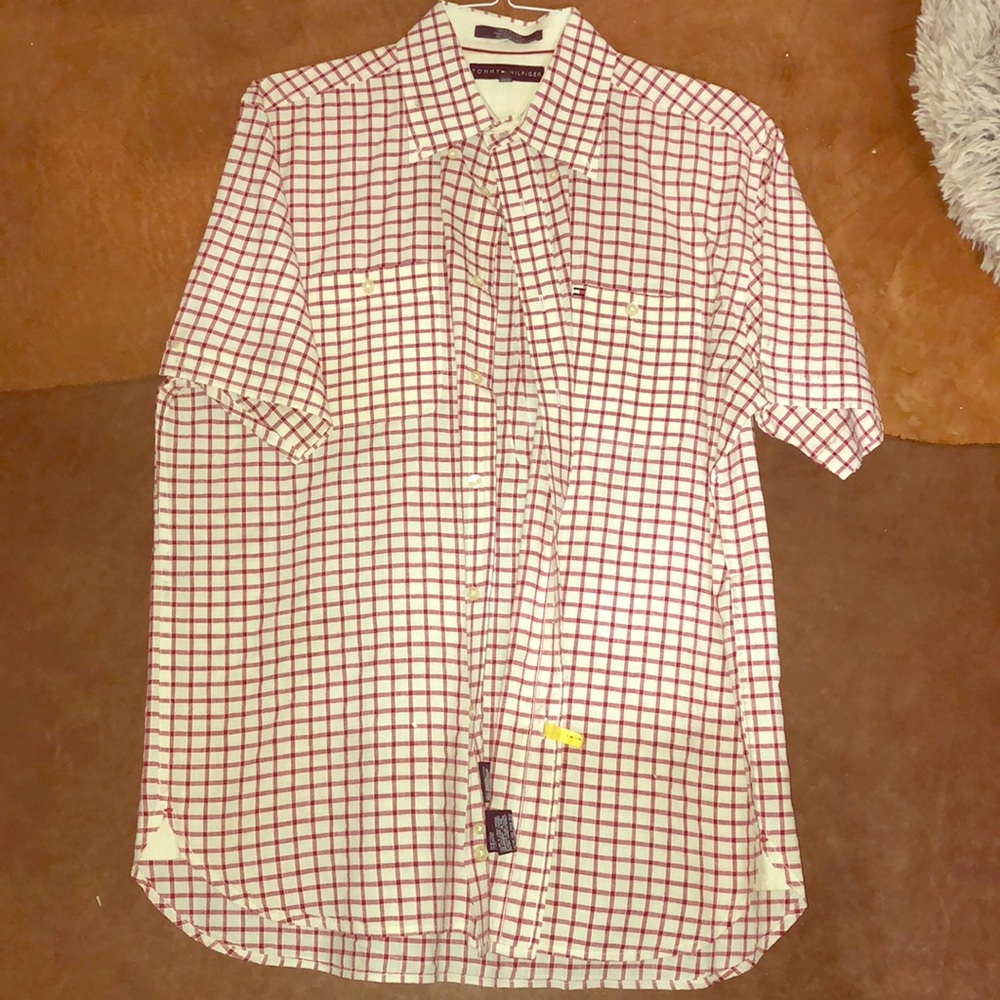 Tommy Hilfiger Red Plaid Button Up Shirt Large